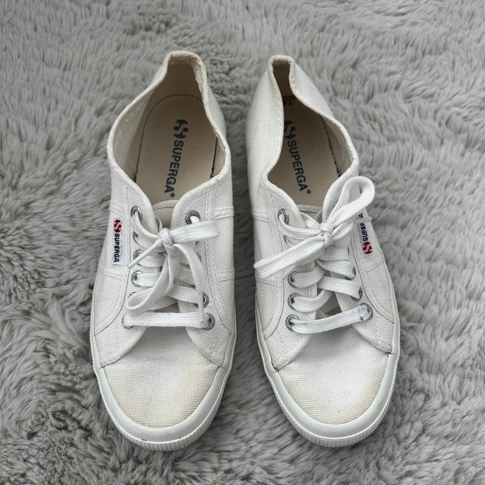 Superga Classic White Lace-Up Sneakers